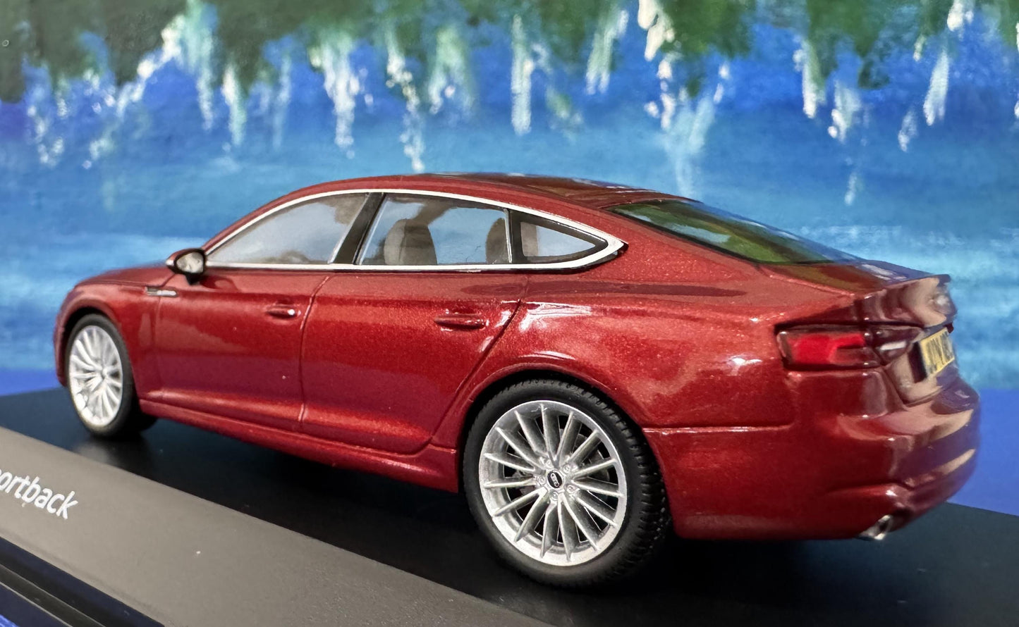 Personalized name plate 1:43 Audi A5 A5 Sportback, matador red metallic SPARK Diecast Car Model, Highly Detailed Collectible, Display Case
