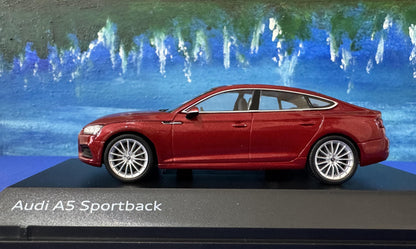 Personalized name plate 1:43 Audi A5 A5 Sportback, matador red metallic SPARK Diecast Car Model, Highly Detailed Collectible, Display Case