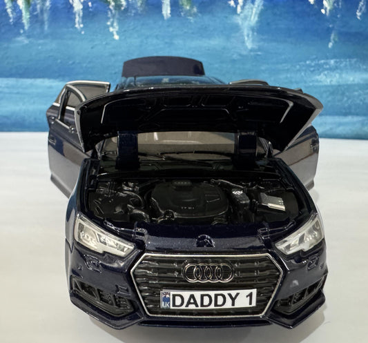 Personalized Audi A4 Toy Car 1:32, Light and Sound | Opening Doors, Hood & Trunk | Gift for Dad, mom, girl or Boy | Boxed Collectible Model