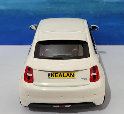 Personalised Plate FIAT 500e 1:24Scale Toy Car - Model-Gift for Boy, Girl, Dad, Mom, Uncle, Grandad - Birthday, Christmas Present-New Boxed