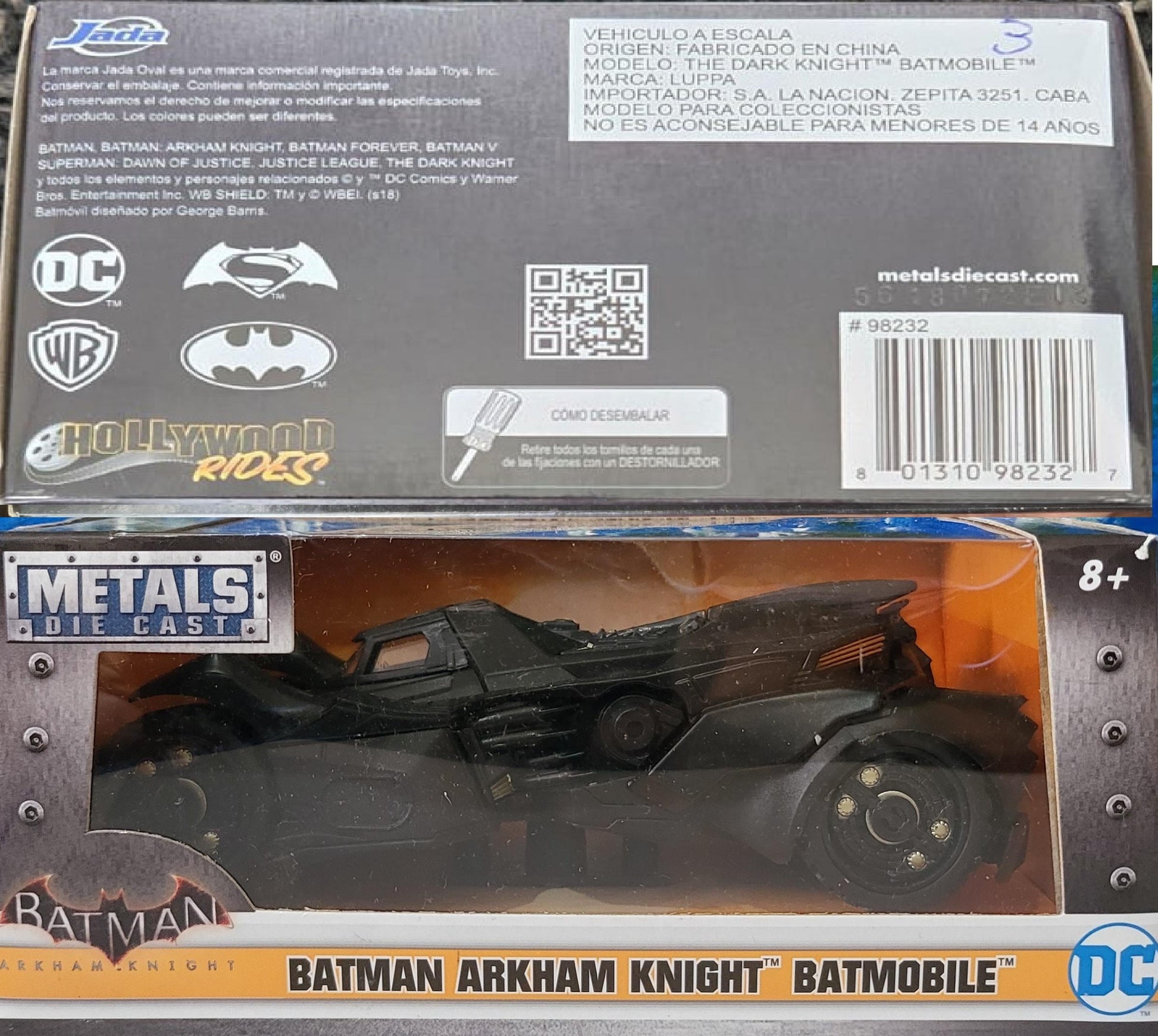 Metal 2015 Batmobile – Arkham Knight | Black Diecast Model Car | Batman Gift for Him | DC Comics Collectible | Jada Toy or Display Boxed