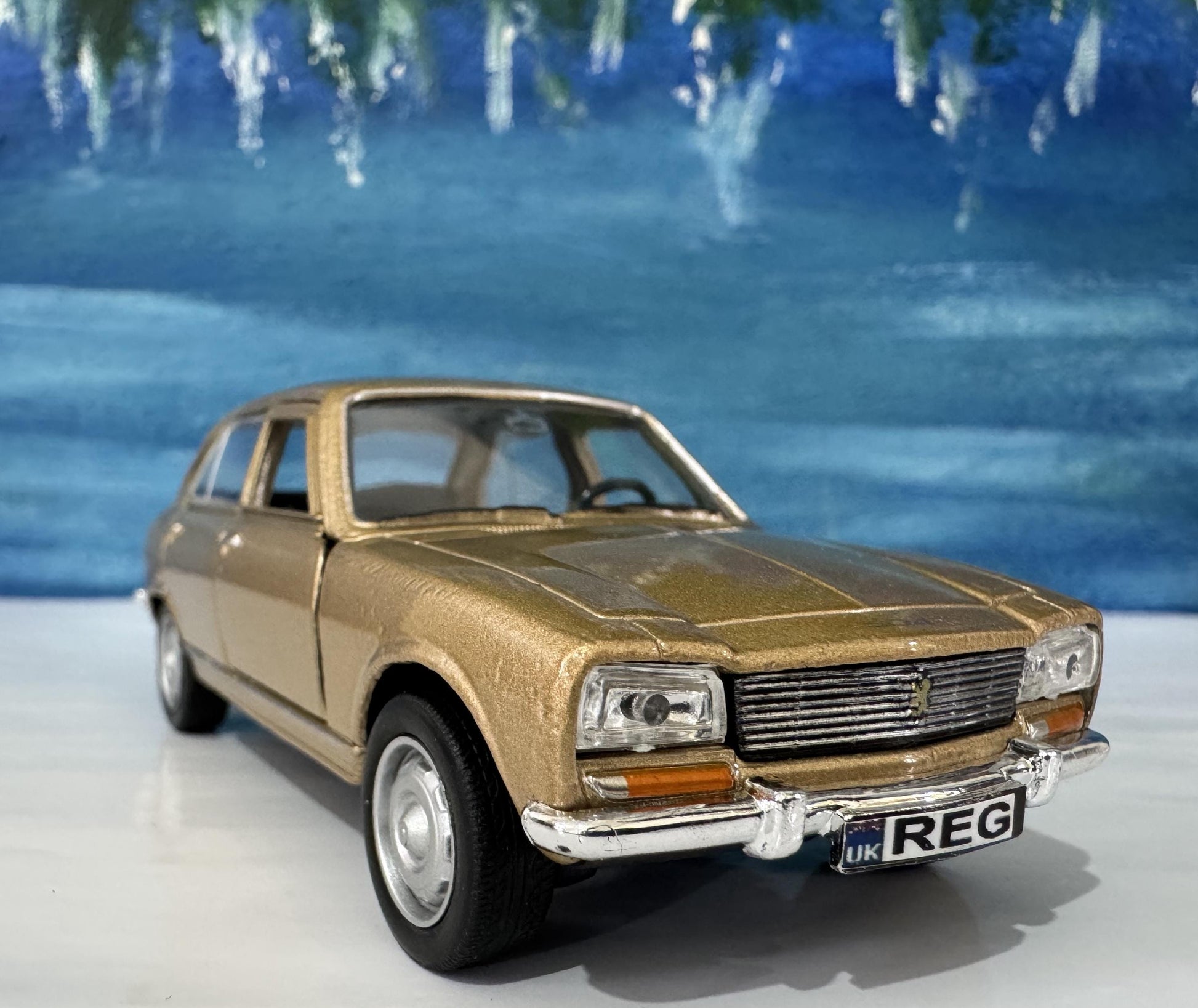 Personalized Name Plate 1975 Peugeot 504 Diecast Car | Vintage Collectible Gift for Dad Mom Uncle | Custom Classic Car Model Boxed