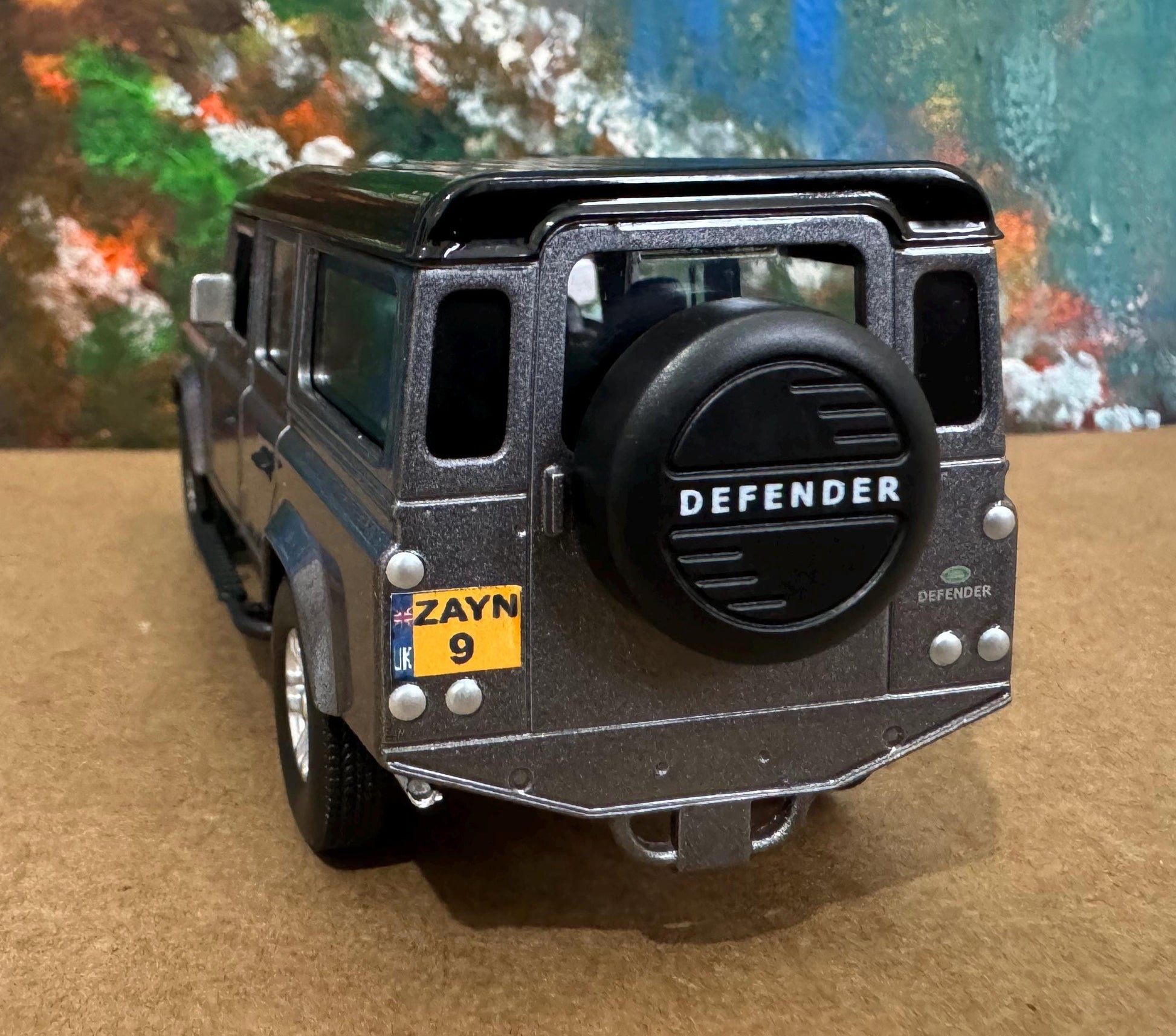 PERSONALISED PLATES Landrover Defender Toy Car Model boy girl dad mom uncle grandad brother birthday cake topper gift present NEW Boxed