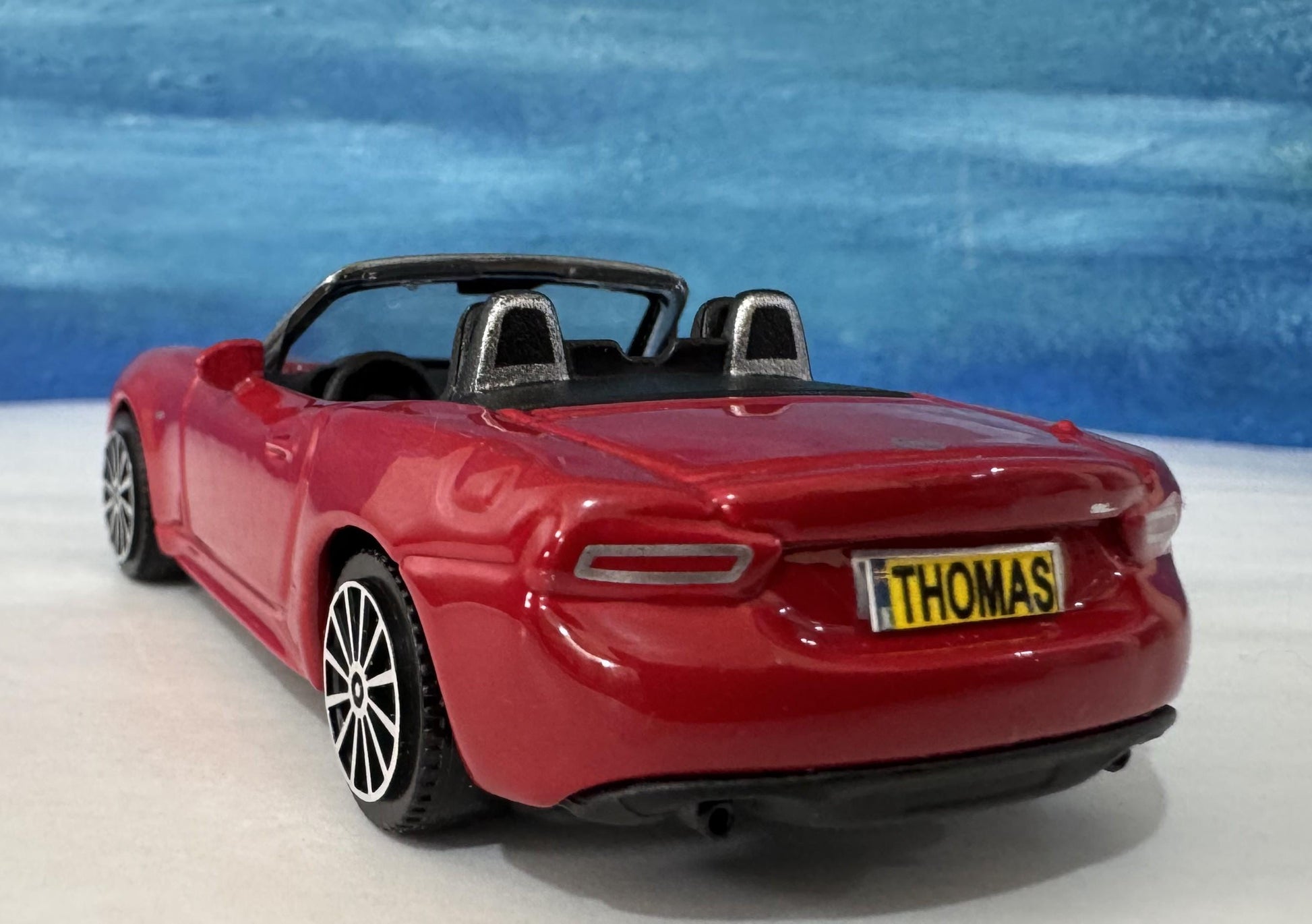 Fiat Spyder Toy Car 1:43 Scale, Personalized Plates, Gift for Boy Girl Dad Mom Uncle Grandad Brother, Birthday or Christmas Present – Boxed
