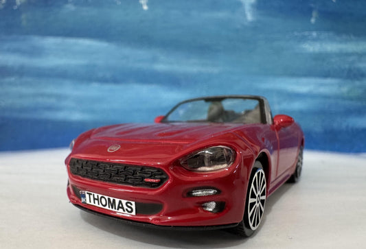 Fiat Spyder Toy Car 1:43 Scale, Personalized Plates, Gift for Boy Girl Dad Mom Uncle Grandad Brother, Birthday or Christmas Present – Boxed