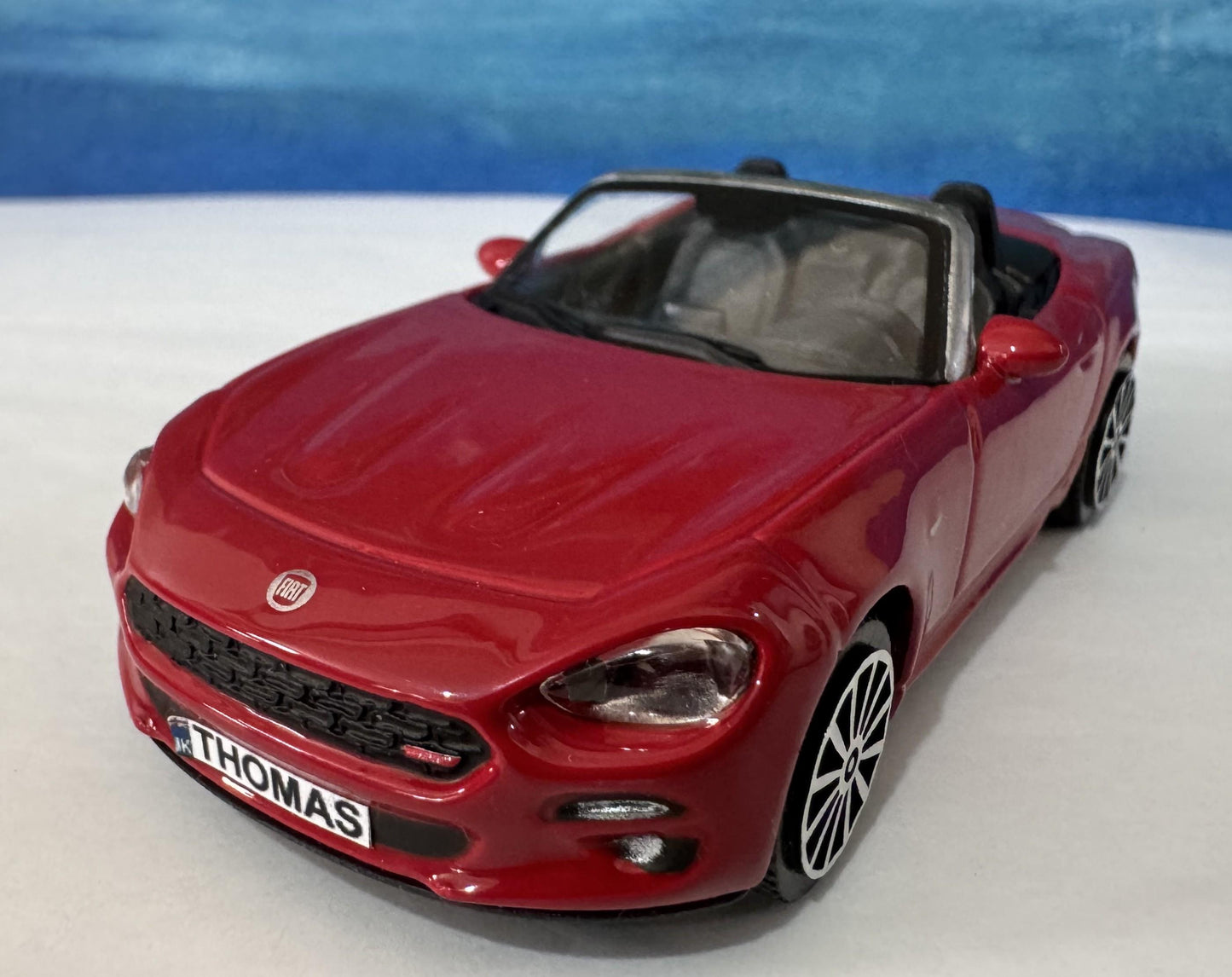 Fiat Spyder Toy Car 1:43 Scale, Personalized Plates, Gift for Boy Girl Dad Mom Uncle Grandad Brother, Birthday or Christmas Present – Boxed