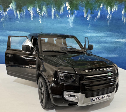 Land Rover Defender 110 1:24 Scale by Welly, Personalized Plates, 2-Door Licensed Model, Gift for Boy Girl Dad Mom Grandad Birthday Boxed