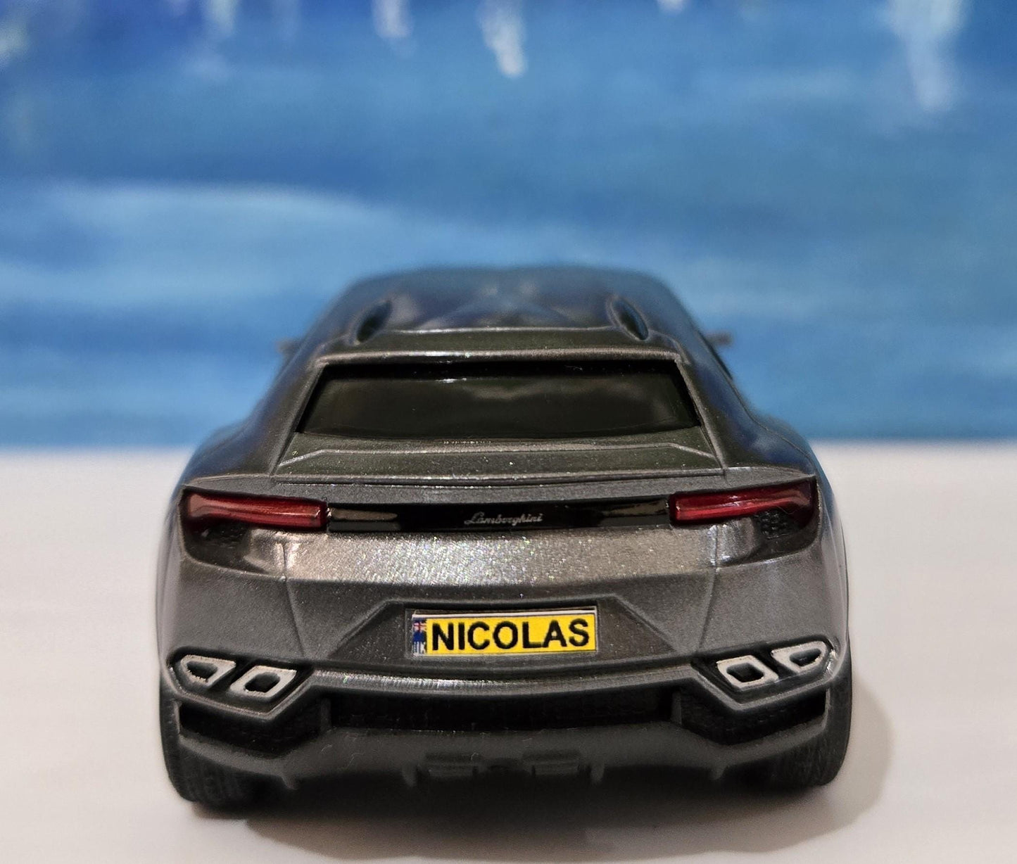 Grey Personalized Plate Lamborghini Urus 1:36 Scale Model Car – Gift for Dad, Mom, Brother – Birthday Collectible Toy – Gift Sleeve Included