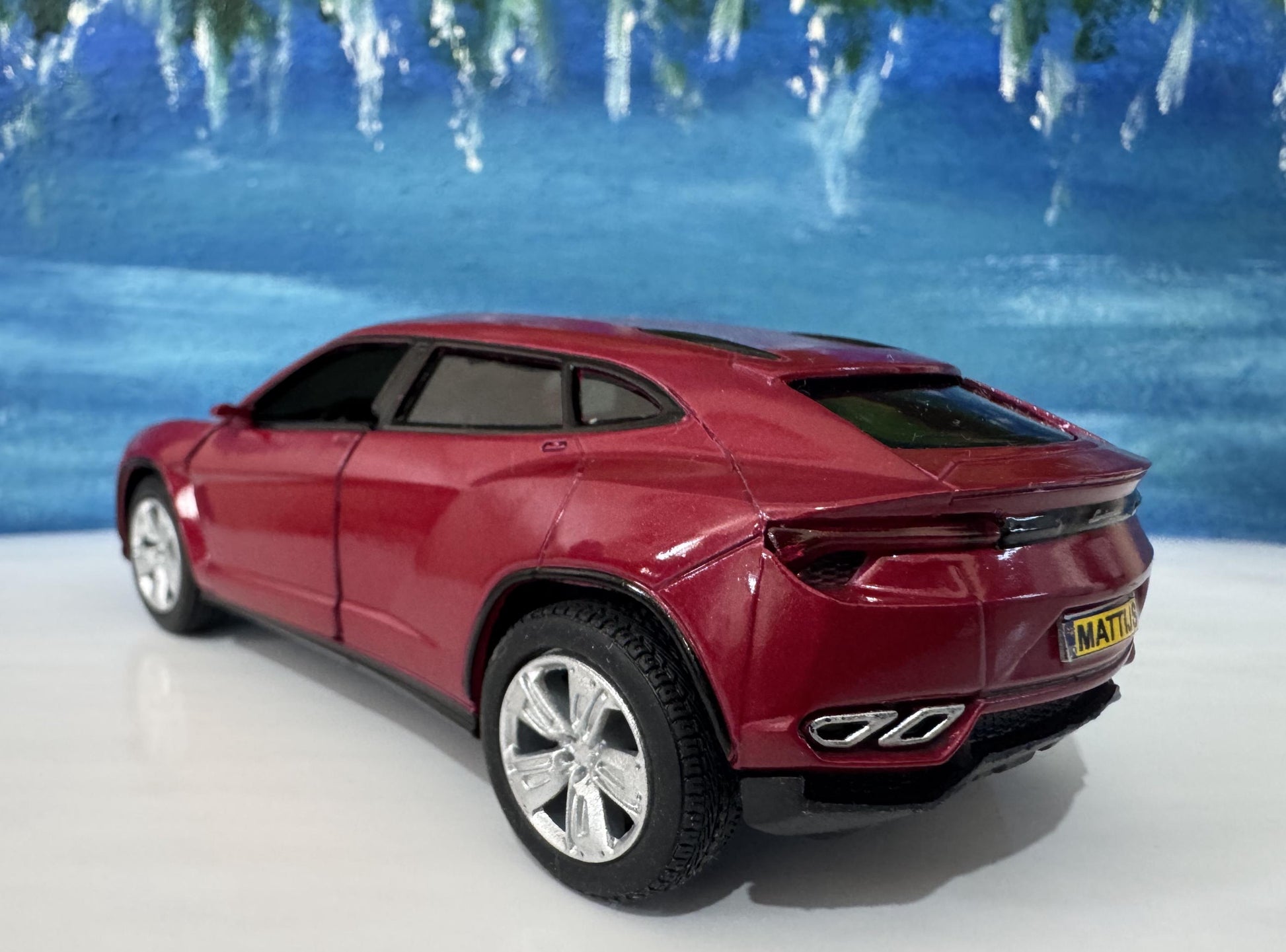 Lamborghini Urus MAROON Personal Plate 1:36 Scale Model Car – Gift for Dad, Mom, Sister – Birthday Anniversary – Gift Sleeve Included