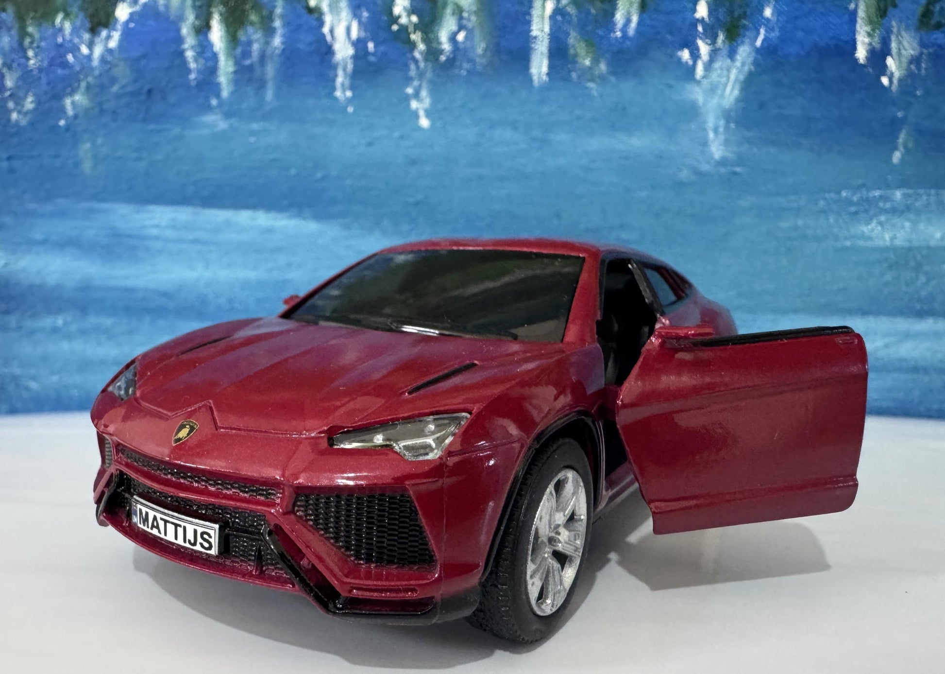 Lamborghini Urus MAROON Personal Plate 1:36 Scale Model Car – Gift for Dad, Mom, Sister – Birthday Anniversary – Gift Sleeve Included