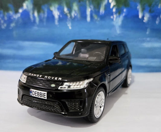 PERSONALISED PLATES RangeRover Sport 1:32 light & Sound Toy Car Model boy girl dad mom uncle grandad brother birthday present gift 3 colours