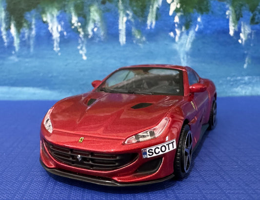 Ferrari Portofino 1:43 Diecast Model – Official Licensed Bburago, Custom Name Plate, Personalized Gift, Boxed