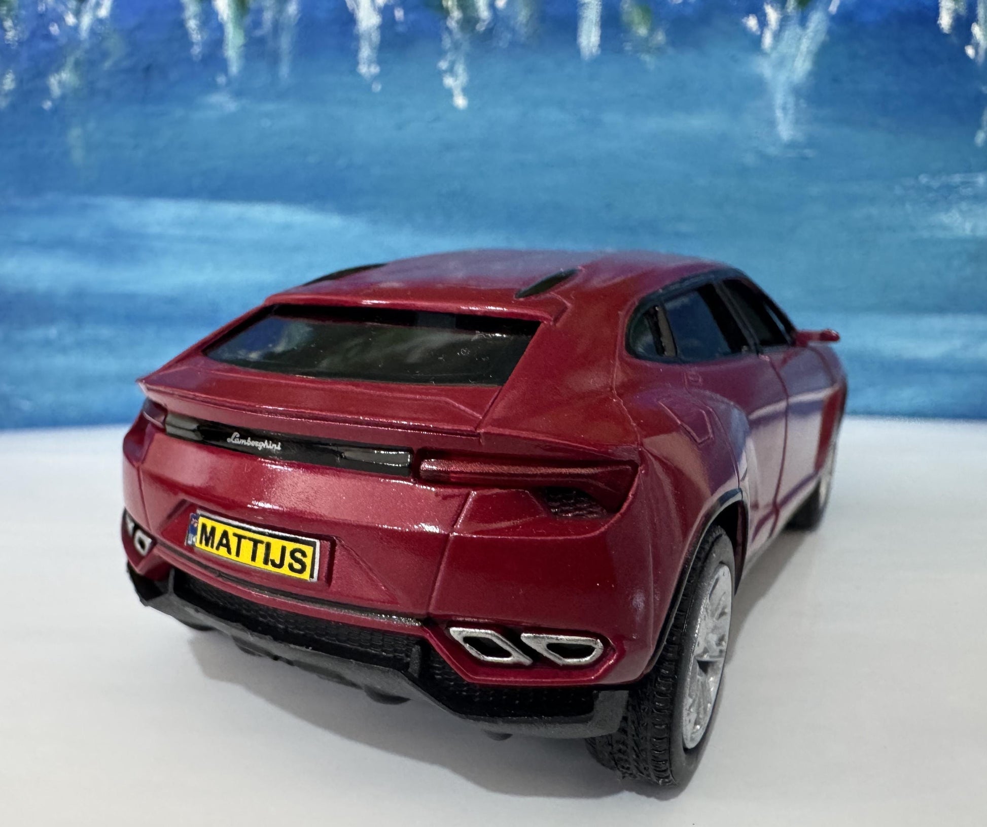 Lamborghini Urus MAROON Personal Plate 1:36 Scale Model Car – Gift for Dad, Mom, Sister – Birthday Anniversary – Gift Sleeve Included