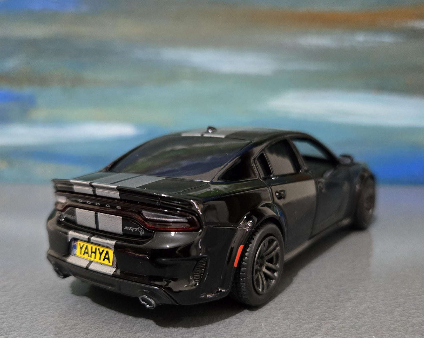 Custom Licensed Dodge Charger SRT 1:36 Scale Name Plate - Personalised Diecast Gift for Car Lovers - Lovely Present for Him her mom dad boy