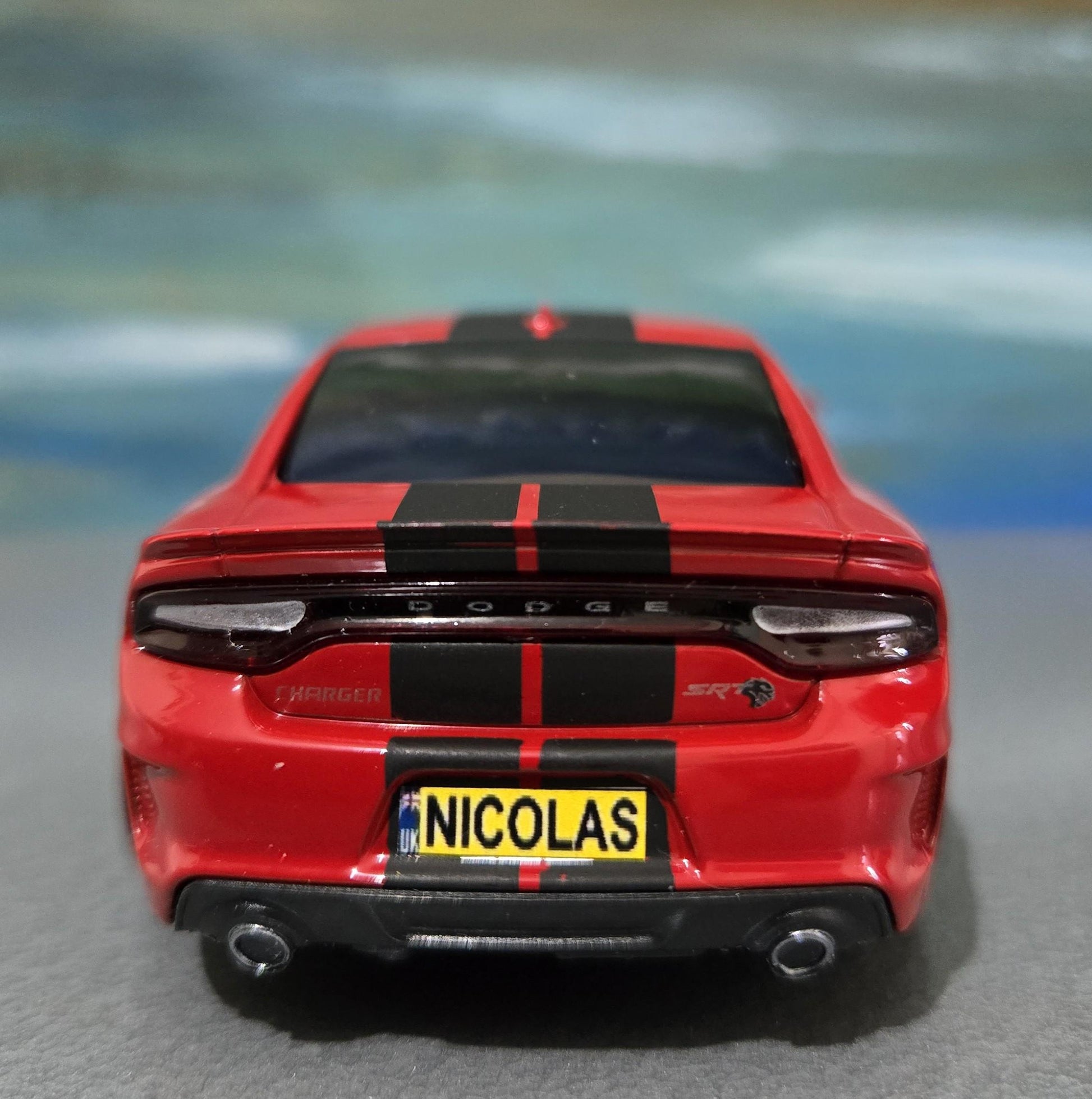 Personalised Red Dodge Charger SRT 1:36 Diecast Model – Custom Name Plate – Car Lover Gift for Him, Her, Dad, Mom, Boys, Collectors Boxed