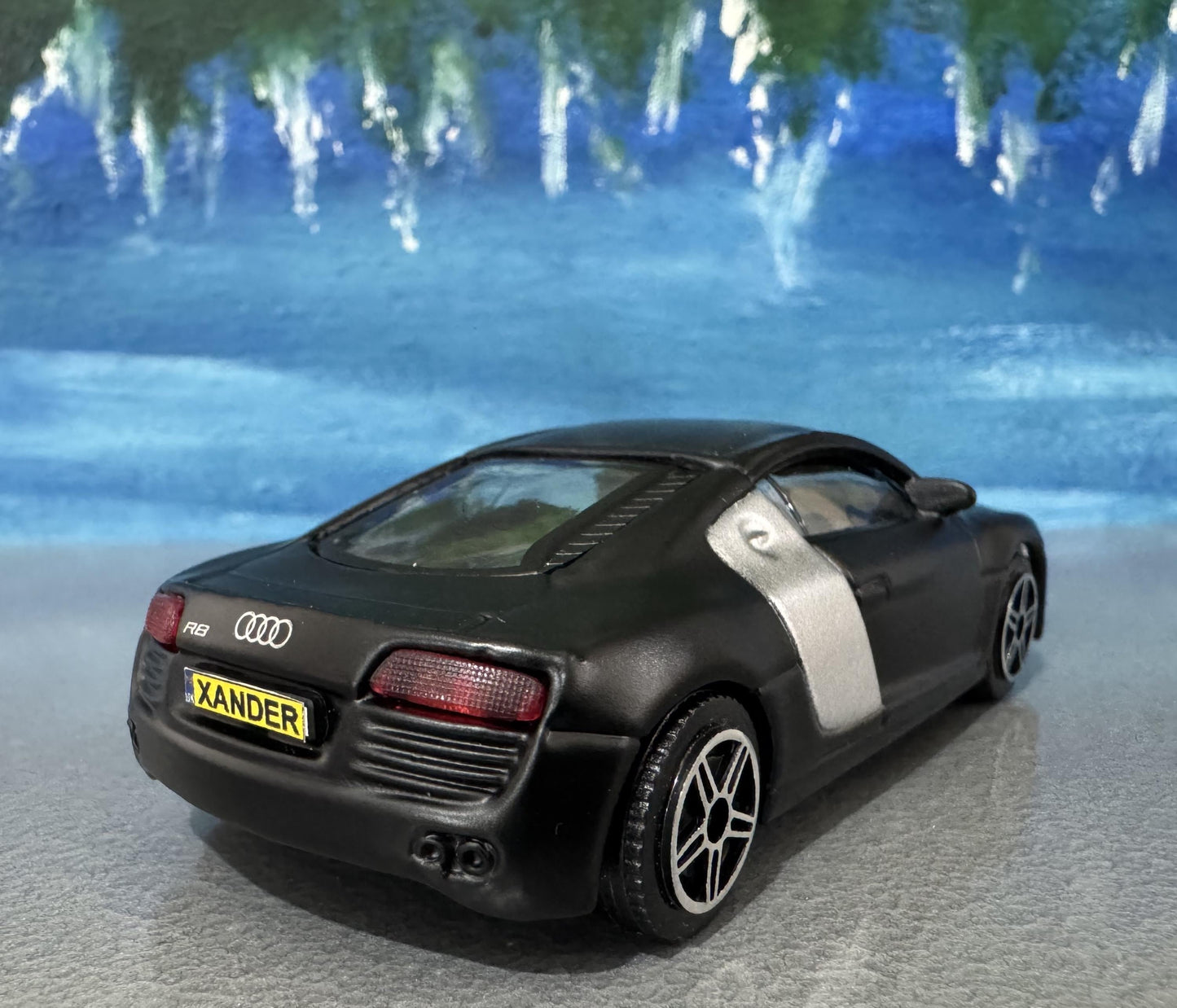 Black Audi R8 Diecast 1:43 Scale Model Car with Custom Name Plate | Toy Gift for Dad, Mom, Uncle | Boxed Metal Display | Mother's Day
