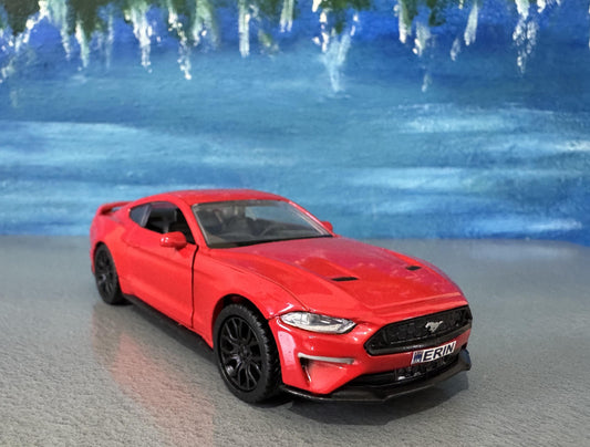 Motor Max Ford Mustang GT 2018 1:32 Red Diecast Model Car – Custom Name Plate – Collectible Gift for Dad, Car Lovers, Kids – Boxed Display