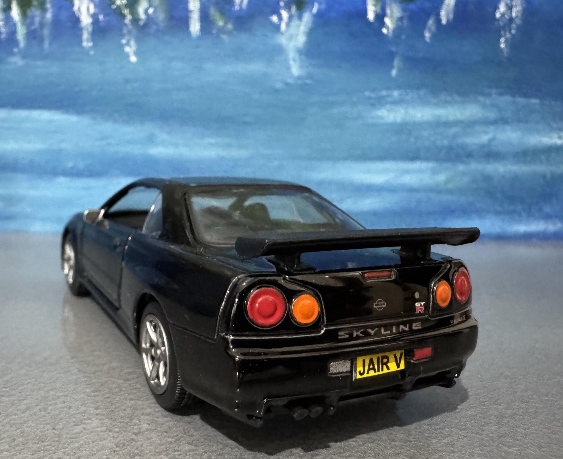 Personalized Nissan GTR R34 V-Spec II Diecast Model Car: Custom Name Plate