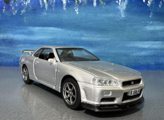 Personalized Nissan GTR R34 V-Spec II Diecast Model Car: Custom Name Plate