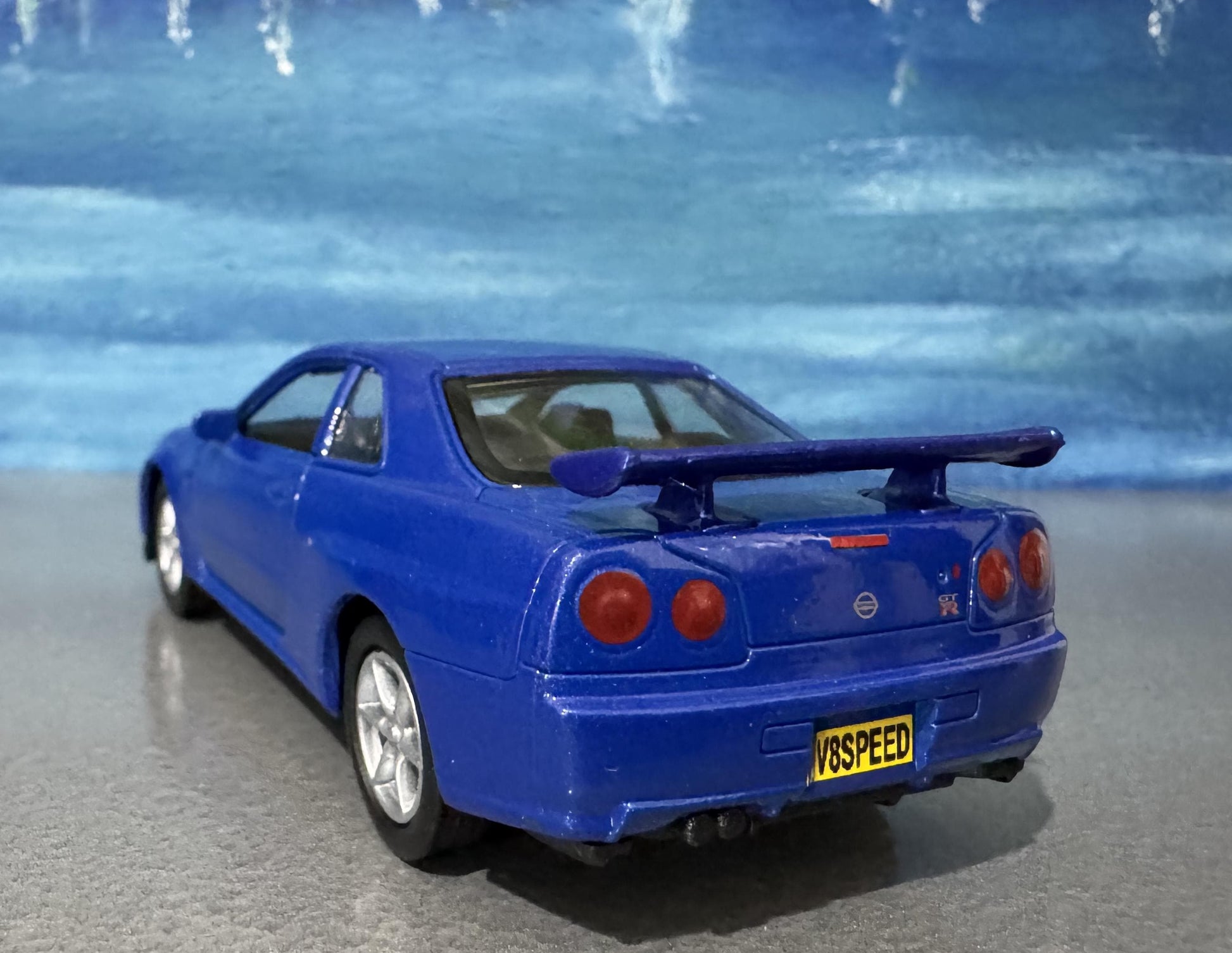 Personalized Nissan Skyline GTR R34 Diecast Model Car: Custom Name Plate