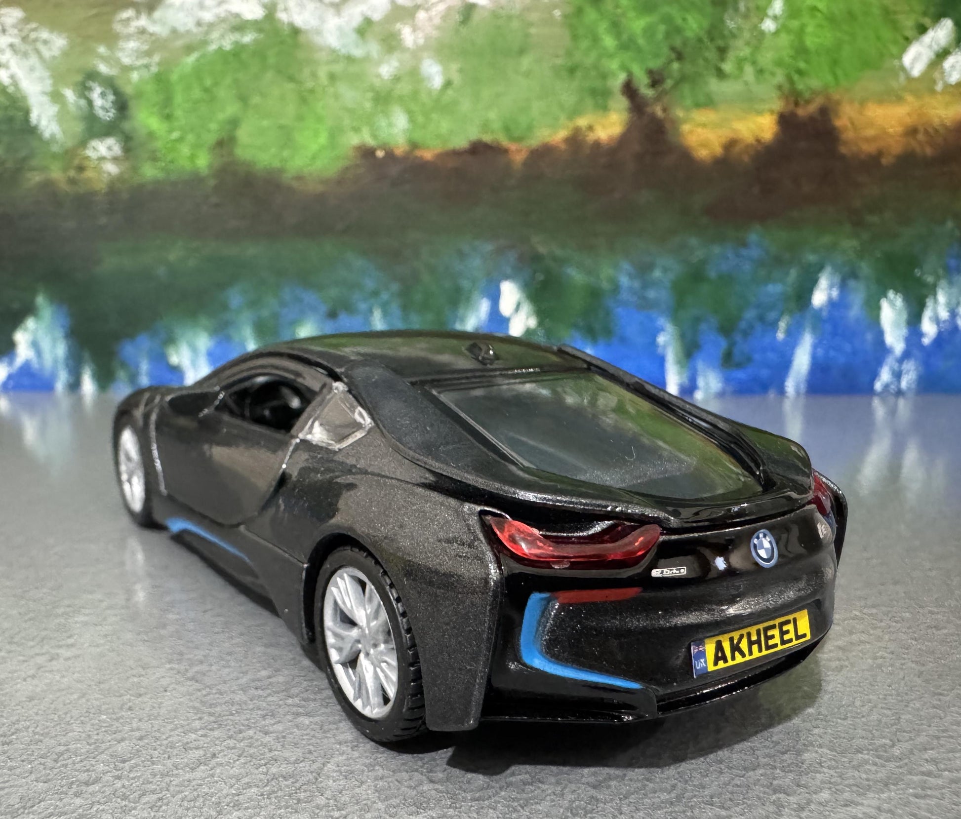 Custom Name BMW i8 Diecast Car Model - 1:38 Scale Blac Germany Sports Toy - Rastar Collectible - Unique Gift for Car Enthusiasts Boxed
