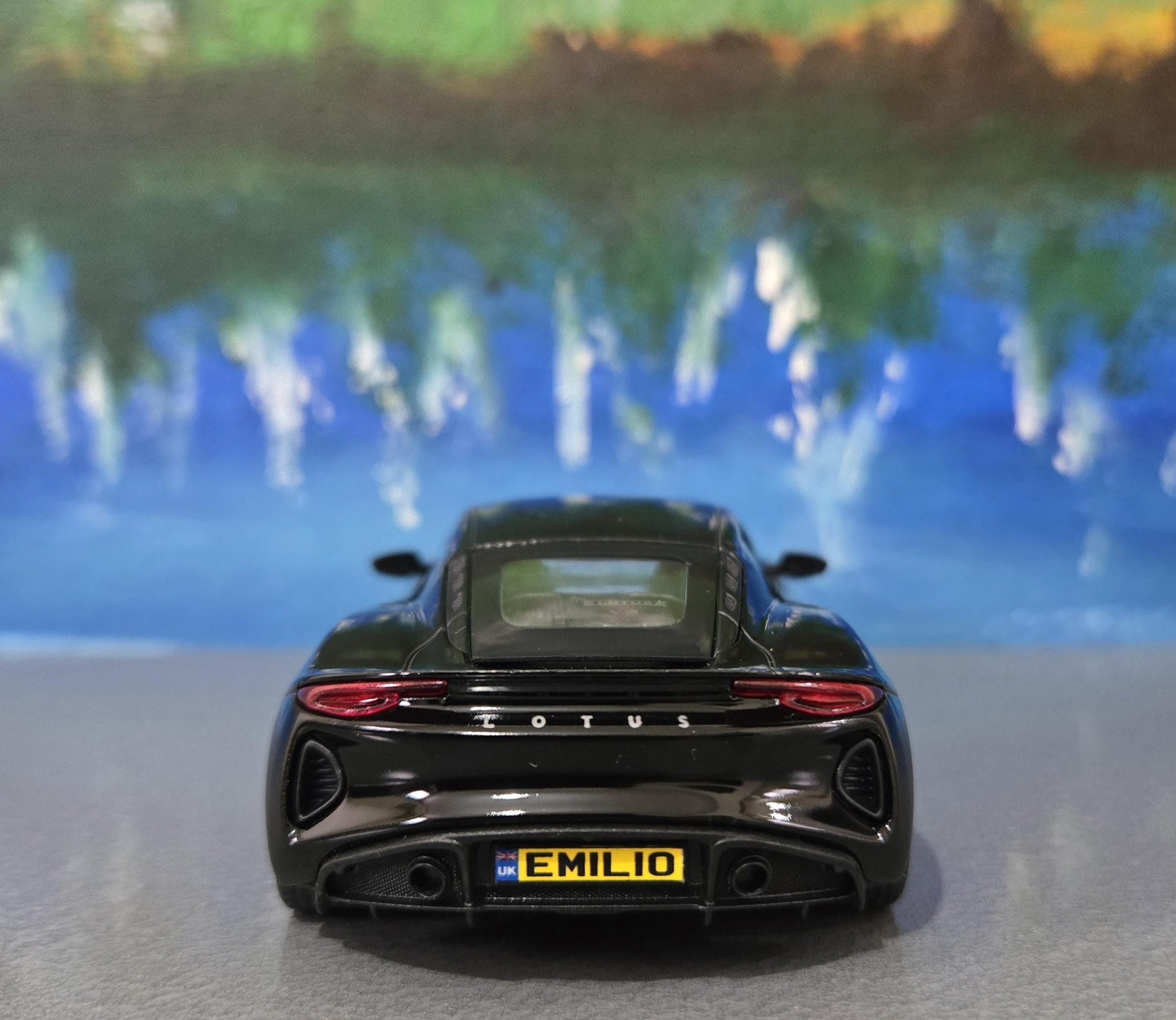 Personalized Lotus Emira Blue Diecast Model Car: Pull Back Toy, Gift for Kids