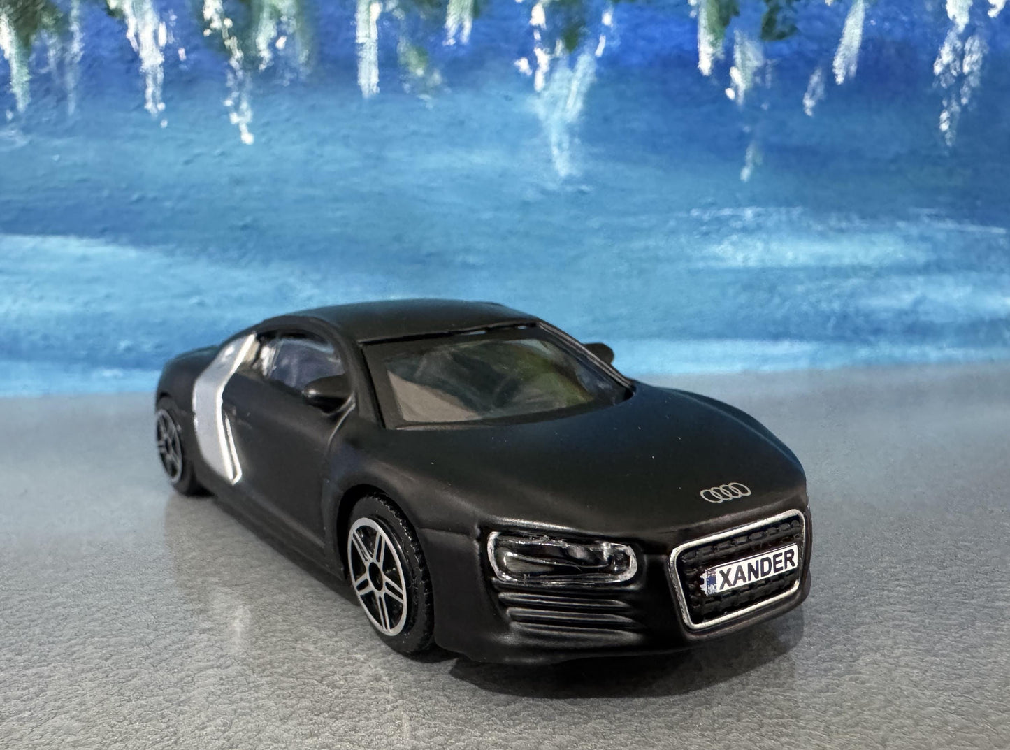 Black Audi R8 Diecast 1:43 Scale Model Car with Custom Name Plate | Toy Gift for Dad, Mom, Uncle | Boxed Metal Display | Mother's Day