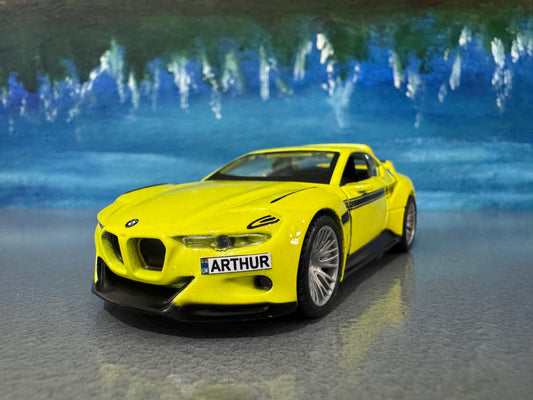 BMW 3.0 CSL Hommage Yellow 1:36 Diecast Model - Personalized Name - Gift for Dad, Boy, girl, brother, sister, Car Lover - Boxed Collectible