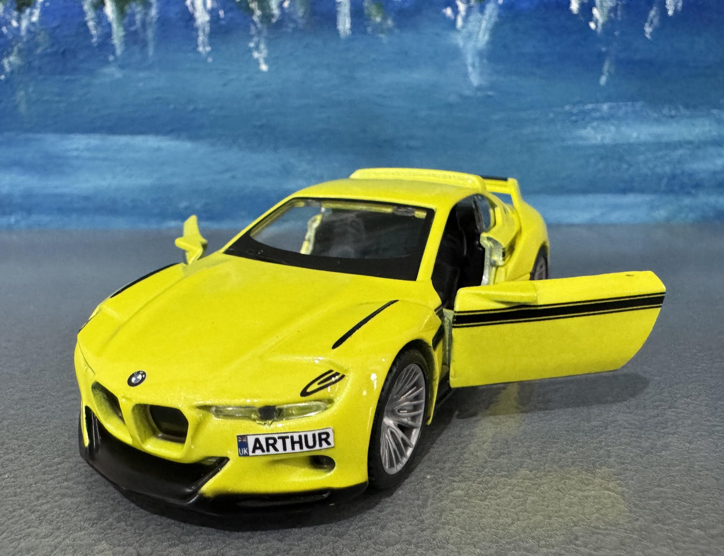 BMW 3.0 CSL Hommage Yellow 1:36 Diecast Model - Personalized Name - Gift for Dad, Boy, girl, brother, sister, Car Lover - Boxed Collectible