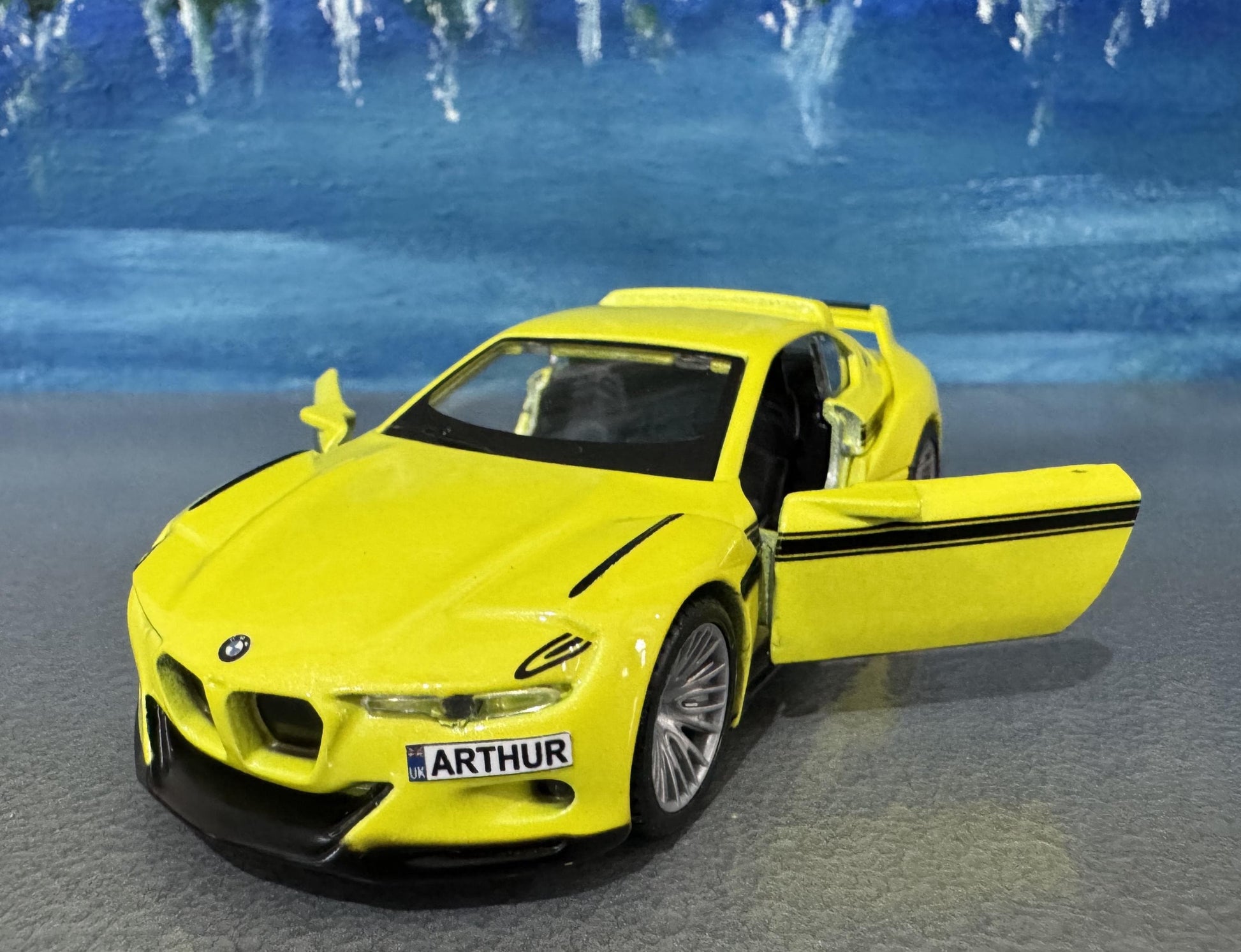 BMW 3.0 CSL Hommage Yellow 1:36 Diecast Model - Personalized Name - Gift for Dad, Boy, girl, brother, sister, Car Lover - Boxed Collectible