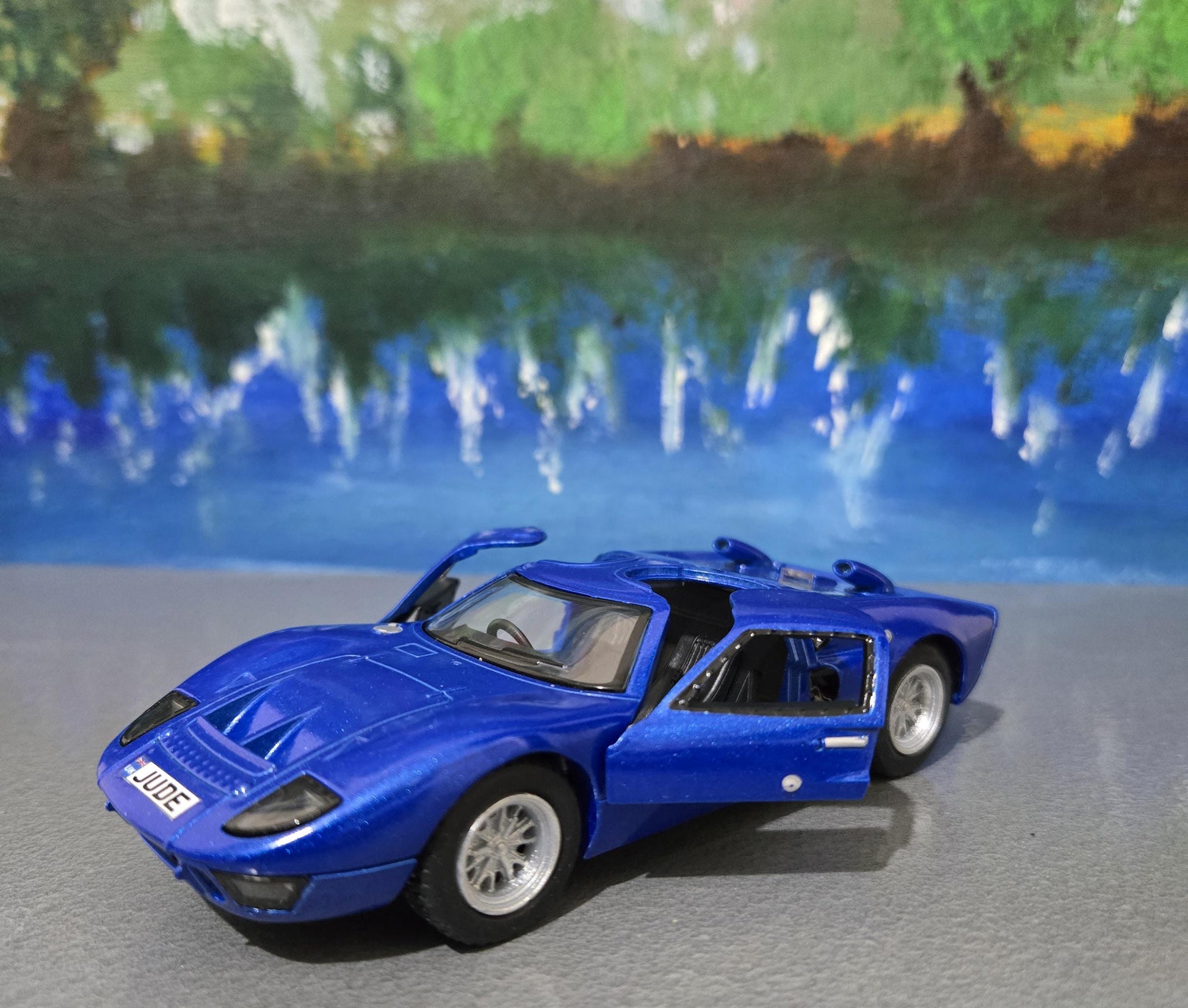 Ford GT40 MK II Blue Toy Car - 1:32 Scale Pull Back Action w/ Opening Doors | Kids Gift, Collector Model, Birthday Present (Sleeve)
