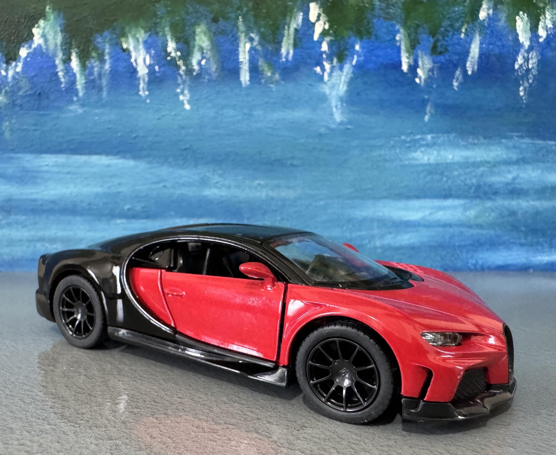 Kinsmart Bugatti Chiron Supersport 1:36 Red/Black Diecast Model Car – Custom Name Plate – Gift for Car Lovers, Dad, Kids – Boxed Collectible