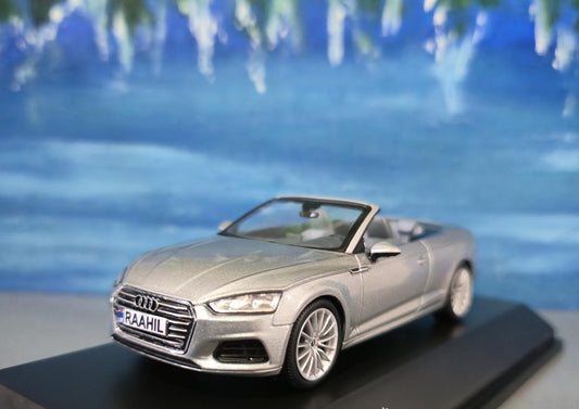 Audi A5 Cabriolet Diecast Car: 1/43 Scale Silver Metallic Model