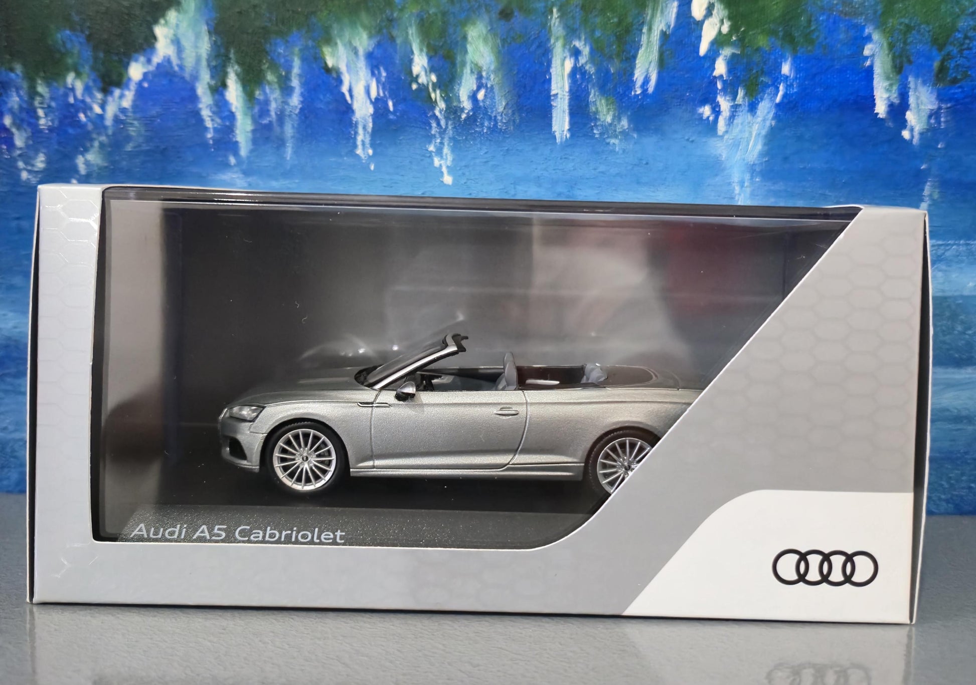 Audi A5 Cabriolet Diecast Car: 1/43 Scale Silver Metallic Model
