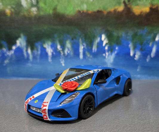 Personalized Lotus Emira Blue 1:34 Diecast Model Car – Custom Number Plate Birthday Gift for Kids, Boys, Girls, Husband, Wife, Uncle