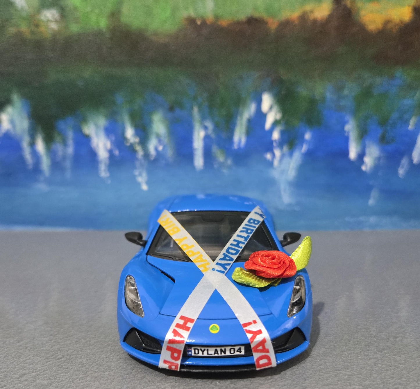Personalized Lotus Emira Blue 1:34 Diecast Model Car – Custom Number Plate Birthday Gift for Kids, Boys, Girls, Husband, Wife, Uncle