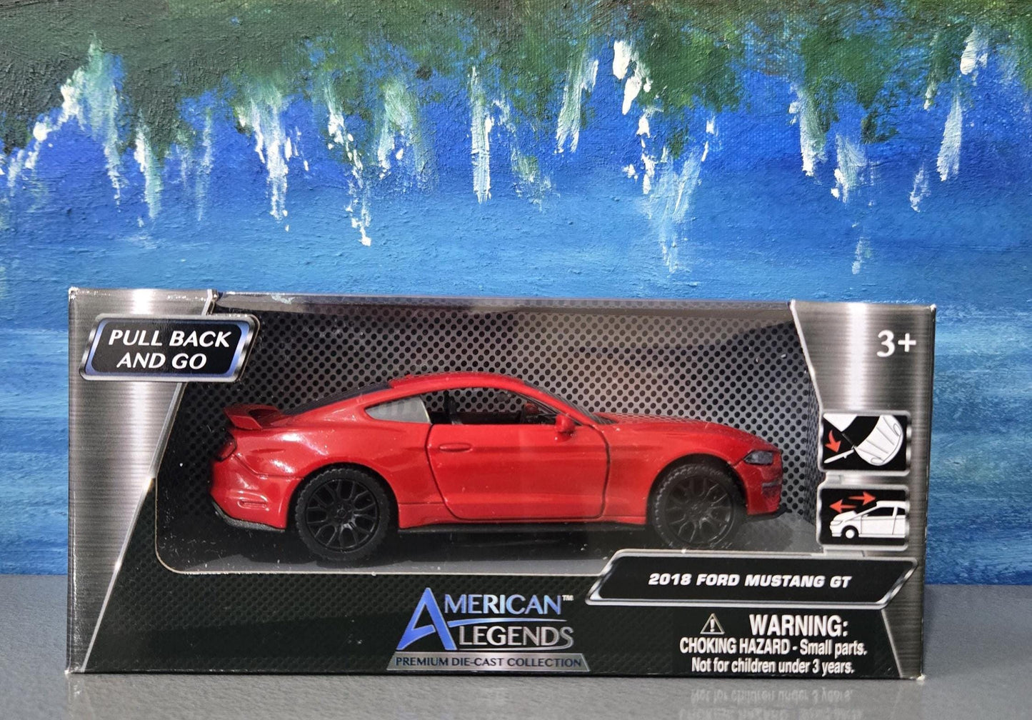 Motor Max Ford Mustang GT 2018 1:32 Red Diecast Model Car – Custom Name Plate – Collectible Gift for Dad, Car Lovers, Kids – Boxed Display