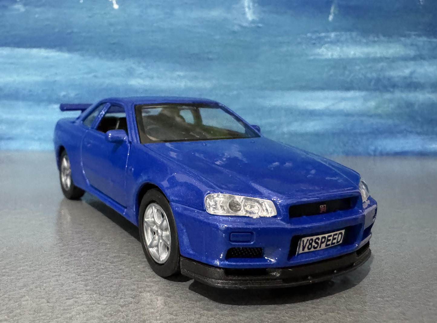 Personalized Nissan Skyline GTR R34 Diecast Model Car: Custom Name Plate