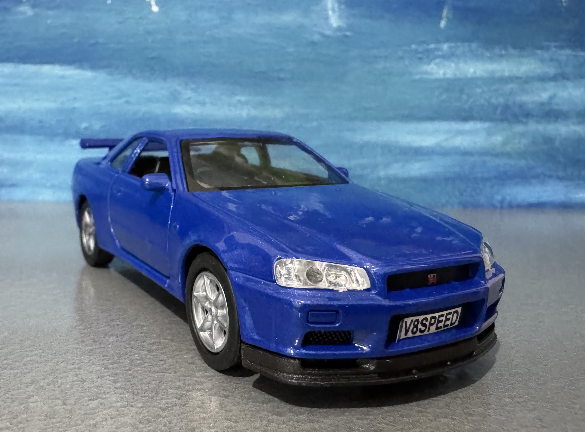 Personalized Nissan Skyline GTR R34 Diecast Model Car: Custom Name Plate