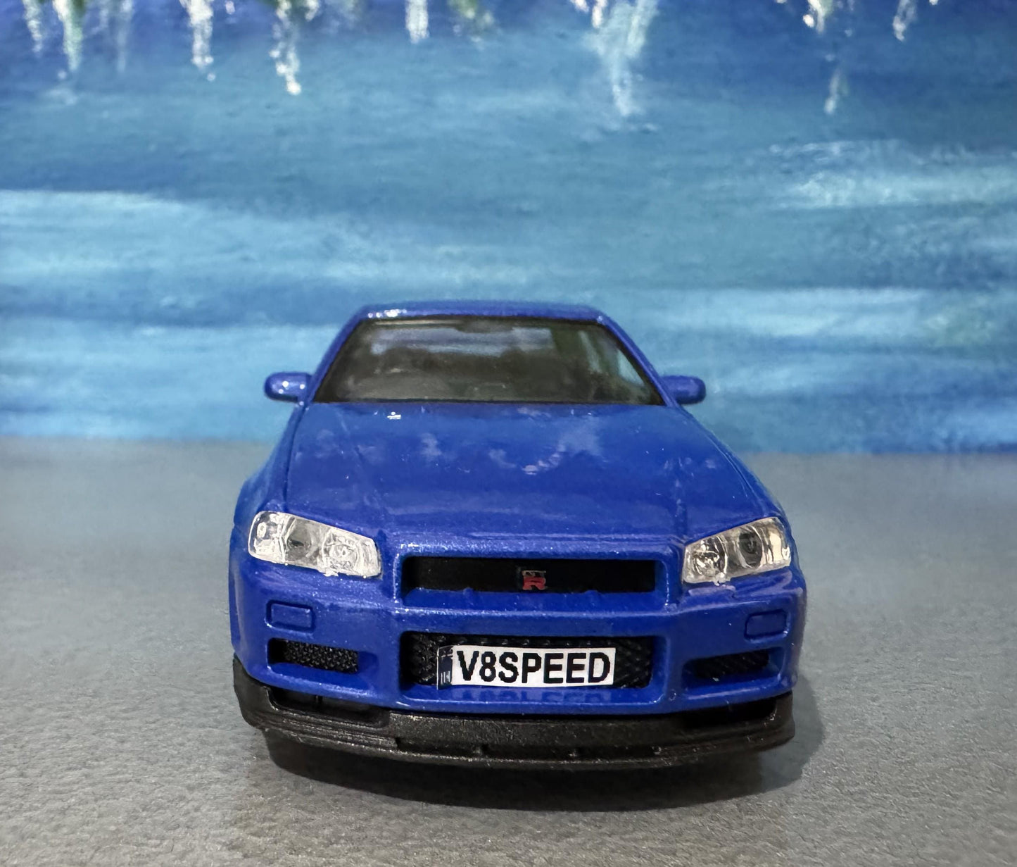 Personalized Nissan Skyline GTR R34 Diecast Model Car: Custom Name Plate