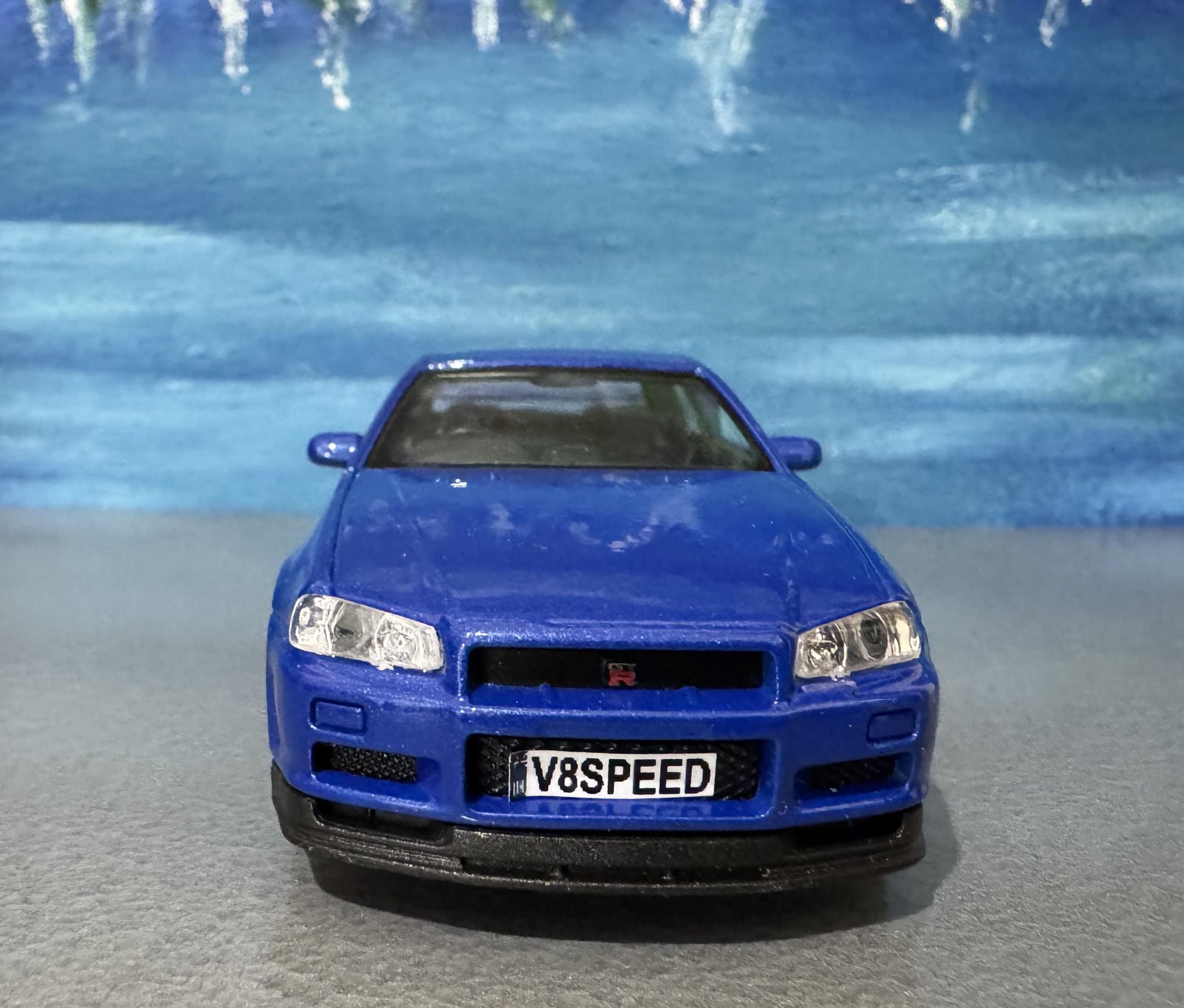 Personalized Nissan Skyline GTR R34 Diecast Model Car: Custom Name Plate