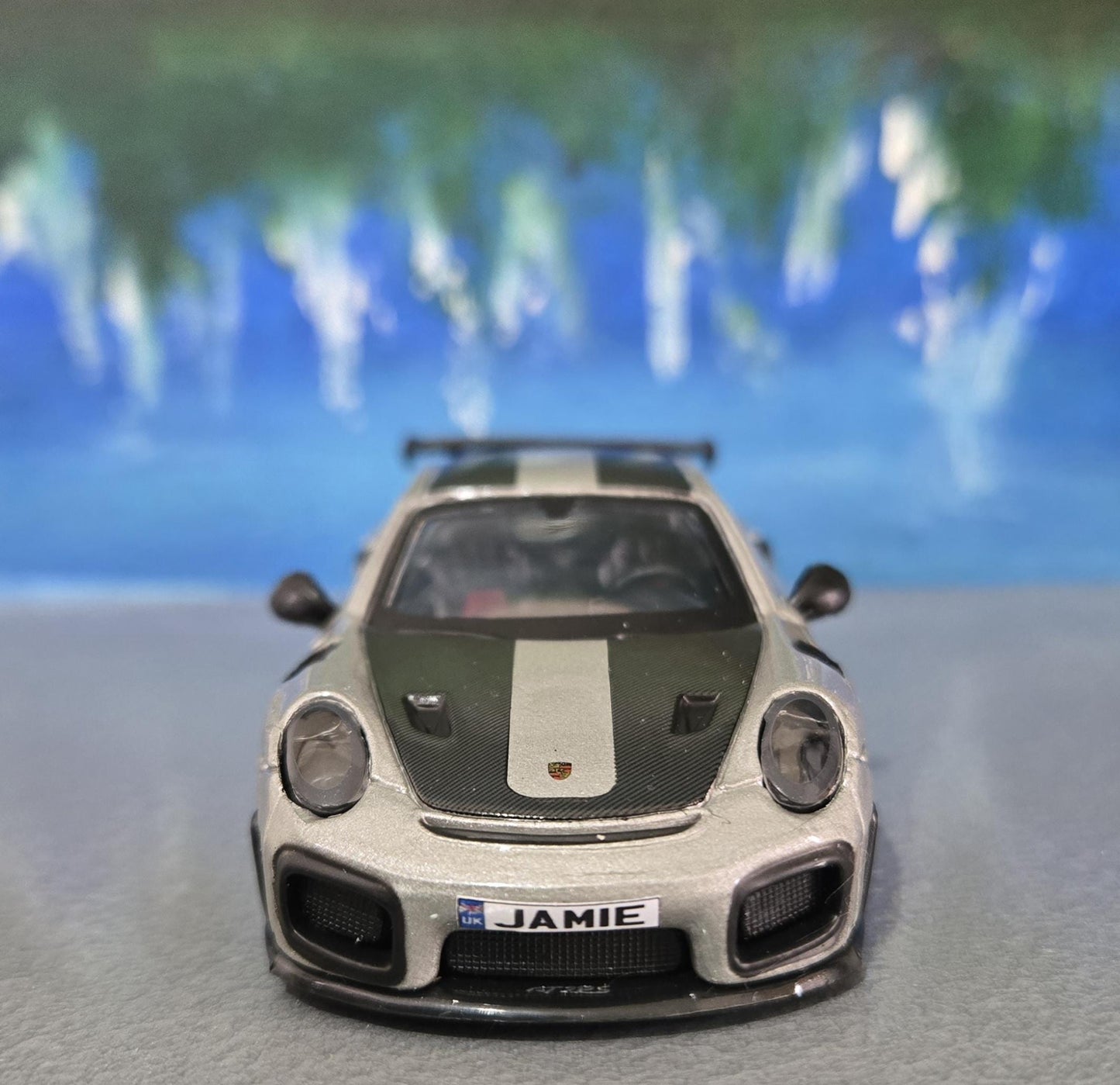Porsche 911 GT2 RS Model Car with Any Name, Gift for Boy Girl, Husband, Wife, Uncle, Cousin, Nephew, Niece, Brother, Wedding Cake Topper Box