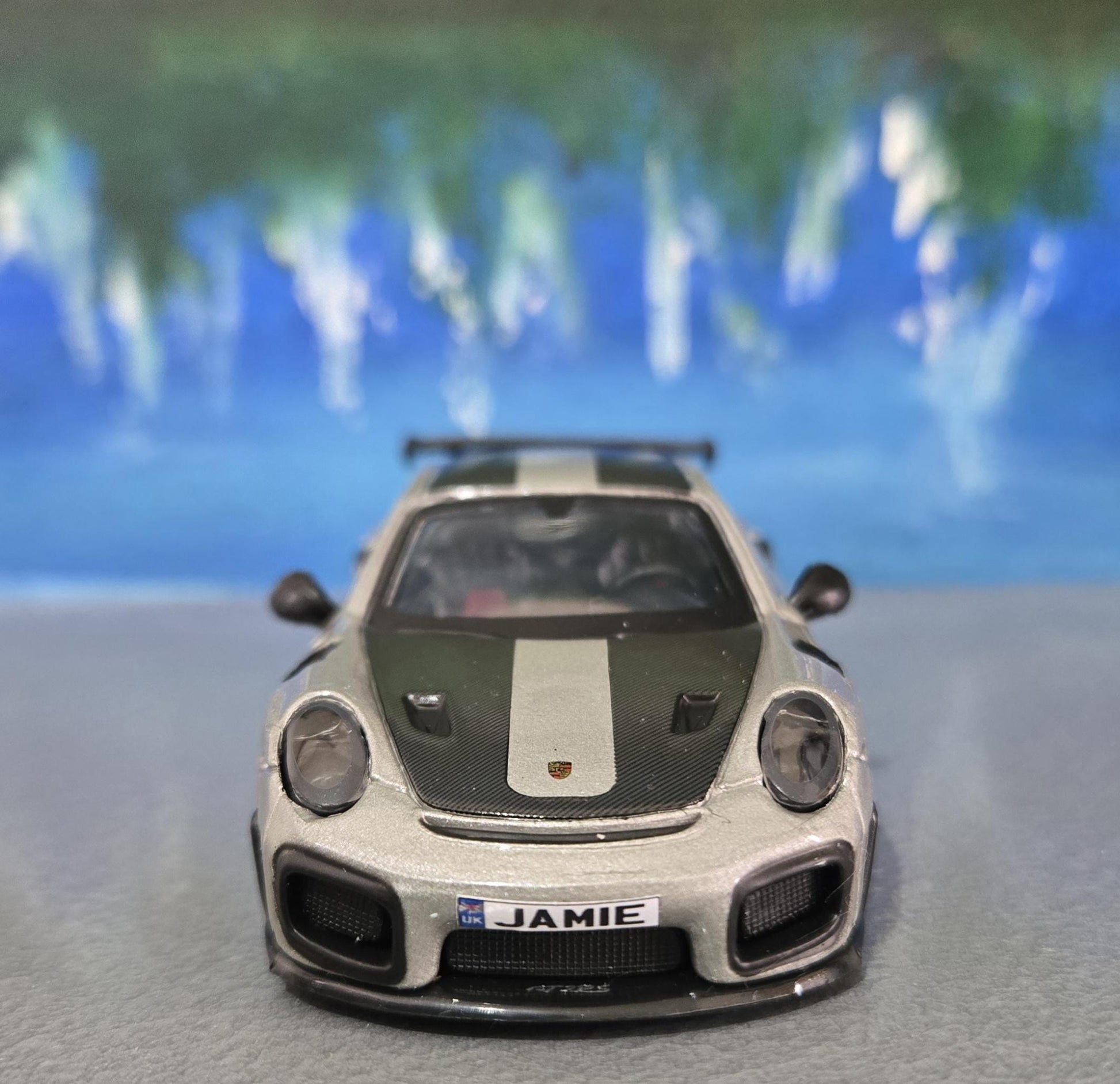 Porsche 911 GT2 RS Model Car with Any Name, Gift for Boy Girl, Husband, Wife, Uncle, Cousin, Nephew, Niece, Brother, Wedding Cake Topper Box