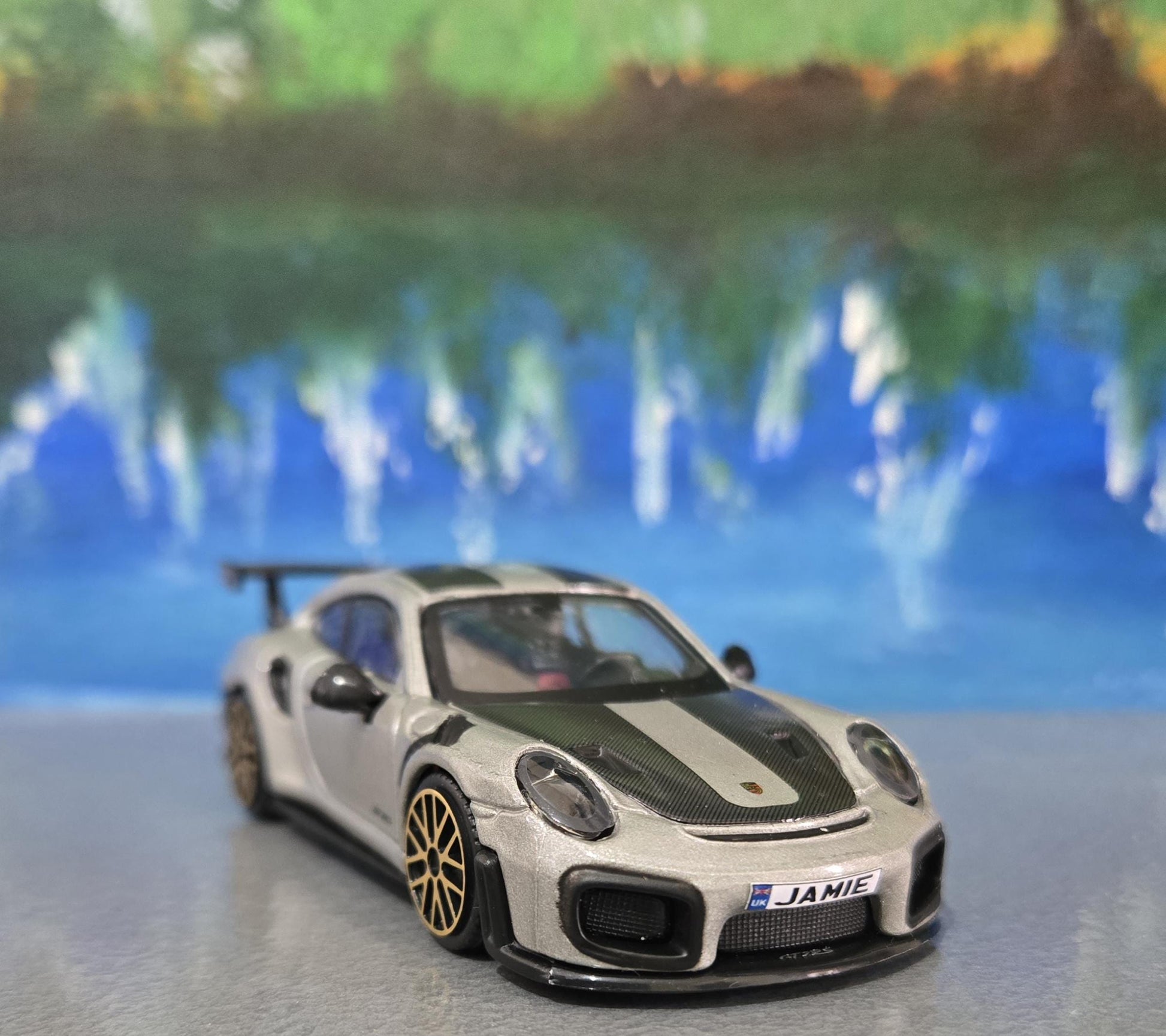 Porsche 911 GT2 RS Model Car with Any Name, Gift for Boy Girl, Husband, Wife, Uncle, Cousin, Nephew, Niece, Brother, Wedding Cake Topper Box
