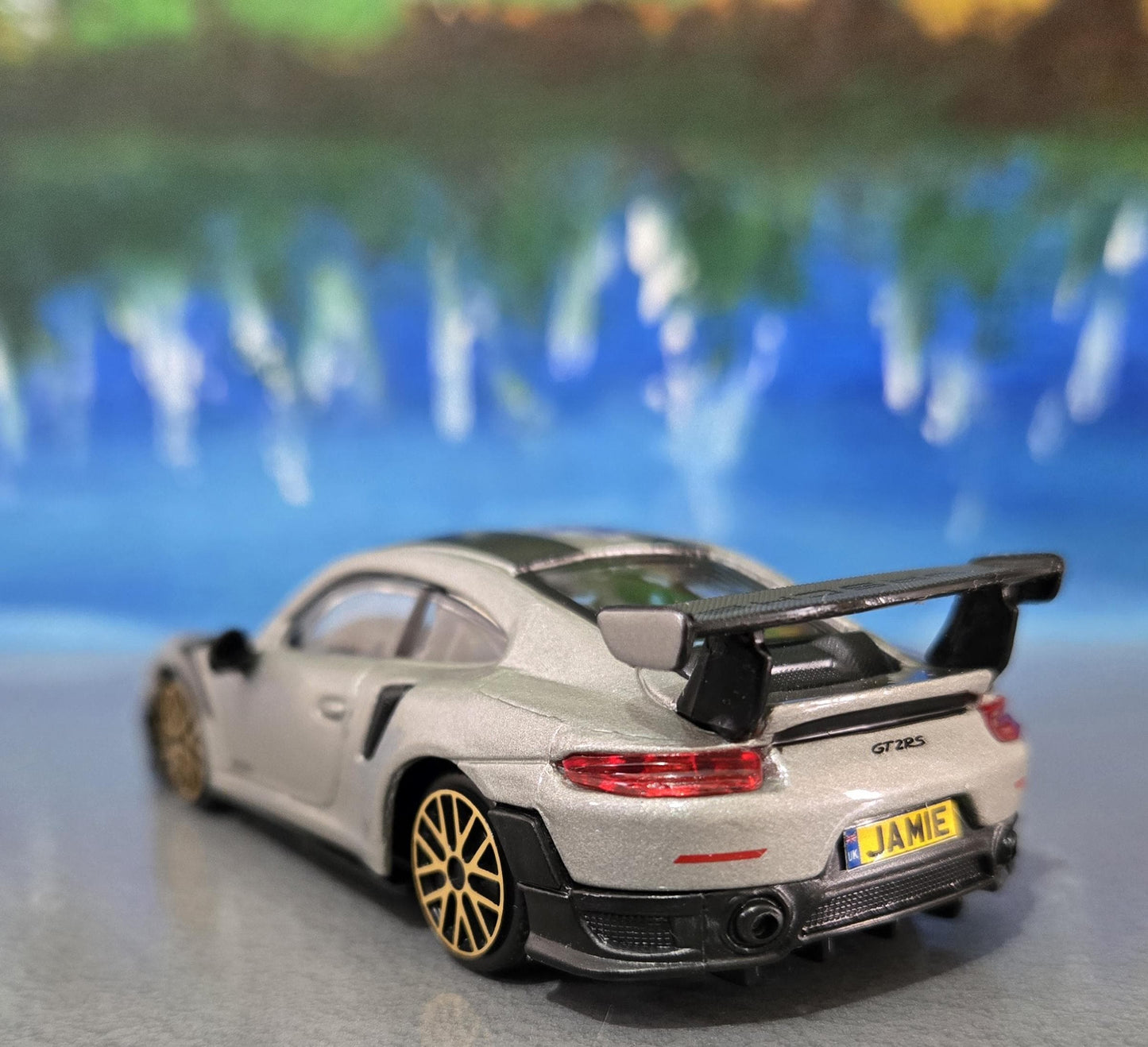 Porsche 911 GT2 RS Model Car with Any Name, Gift for Boy Girl, Husband, Wife, Uncle, Cousin, Nephew, Niece, Brother, Wedding Cake Topper Box
