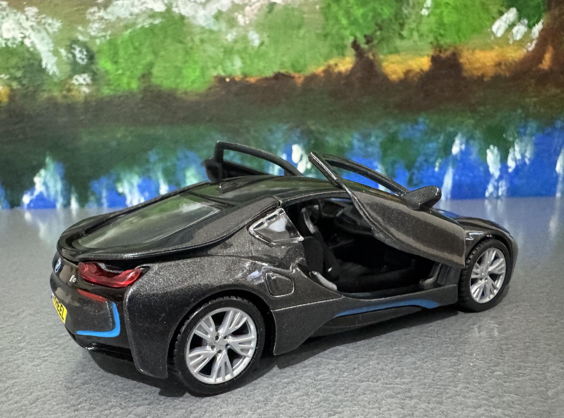 Custom Name BMW i8 Diecast Car Model - 1:38 Scale Blac Germany Sports Toy - Rastar Collectible - Unique Gift for Car Enthusiasts Boxed