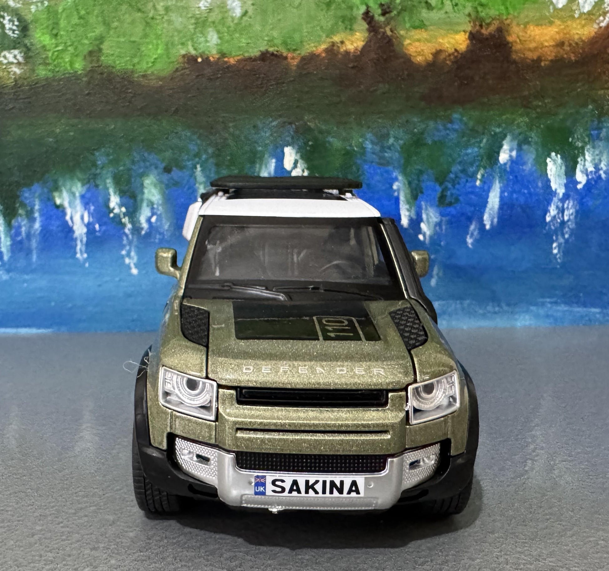 QY Toys Range Rover Land Rover Defender 110 2020 Model Car – 1:32 Scale Diecast SUV in Green | Custom Plates Gift for Dad, Boy, Car Lover