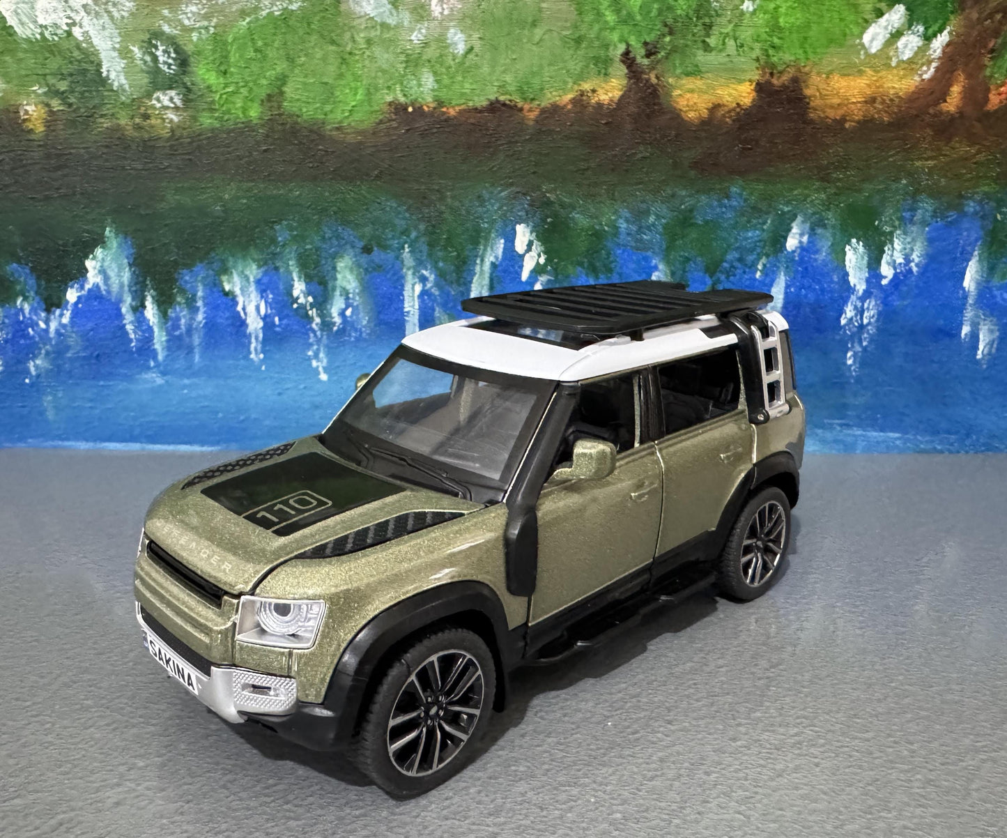 QY Toys Range Rover Land Rover Defender 110 2020 Model Car – 1:32 Scale Diecast SUV in Green | Custom Plates Gift for Dad, Boy, Car Lover