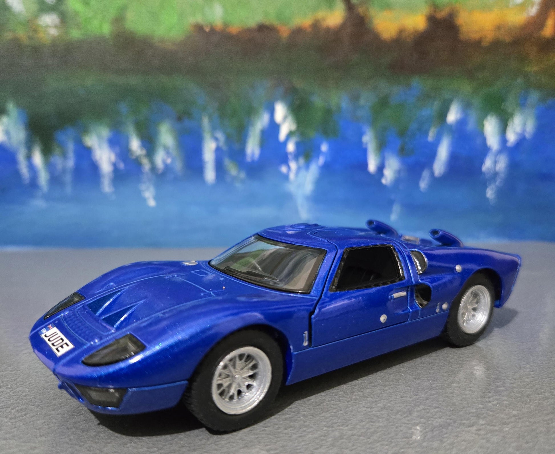 Ford GT40 MK II Blue Toy Car - 1:32 Scale Pull Back Action w/ Opening Doors | Kids Gift, Collector Model, Birthday Present (Sleeve)