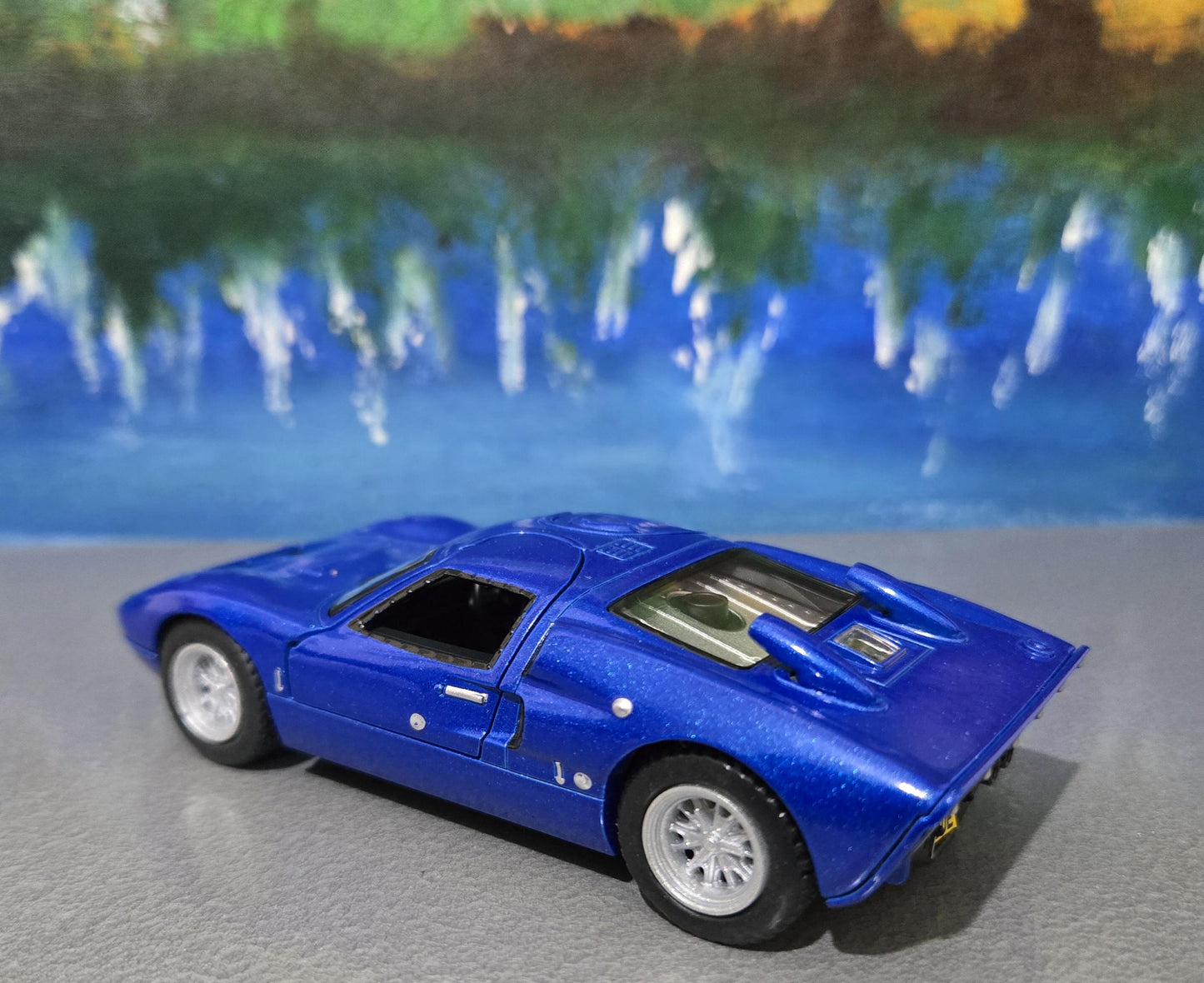 Ford GT40 MK II Blue Toy Car - 1:32 Scale Pull Back Action w/ Opening Doors | Kids Gift, Collector Model, Birthday Present (Sleeve)